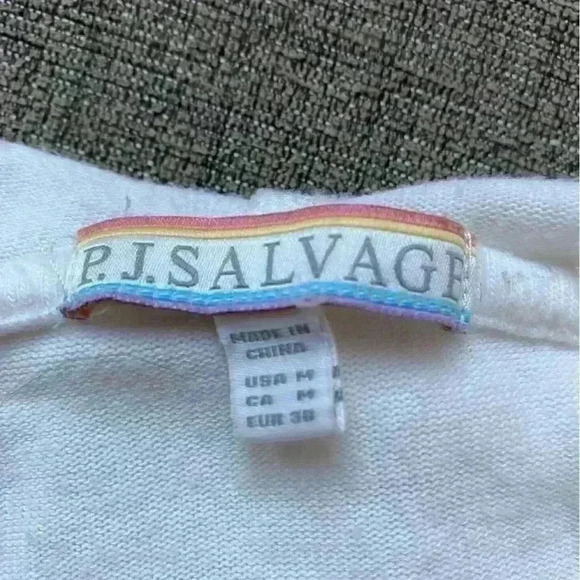 P.J. Salvage Womens Peace Love Hoodie Sweatshirt, Off-White Sz M - Picture 3 of 6